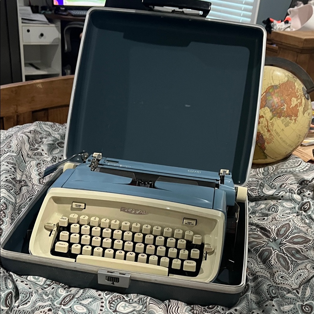 Blue and Cream Typewriter